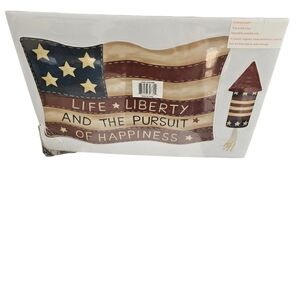 Patriotic Wall Art with Flag and Rocket